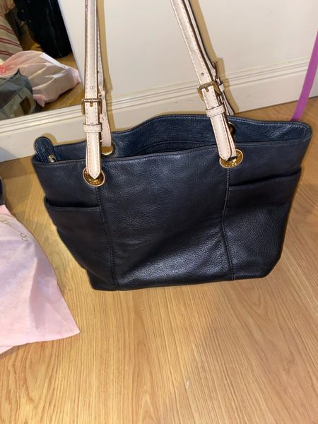 Michael kors black top leather tote bag