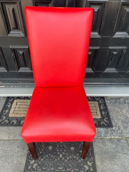 Red leather dining chairs for online sale