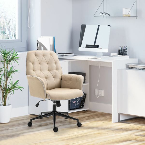 Beige desk deals chair no wheels