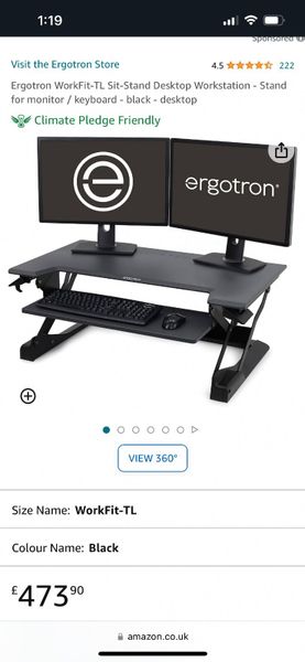 Ergotron workfit corner standing store desk converter