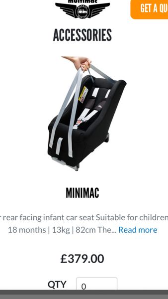 Minimac car 2025 seat for sale