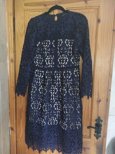 Zara navy hot sale lace dress