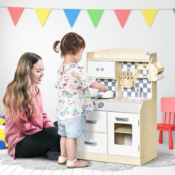 Natural wood store play kitchen