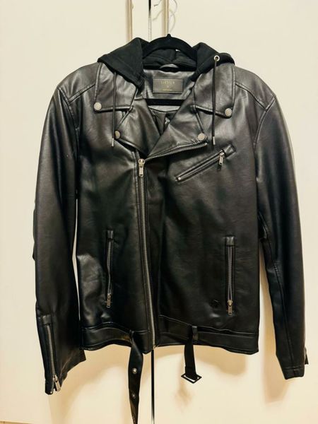 Mens zara leather outlet jacket