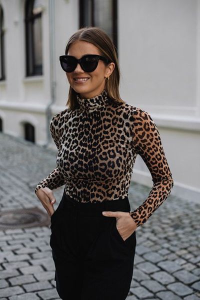 Mock Neck Leopard Print Slim Tee for sale in Co. Dublin for 22 on DoneDeal