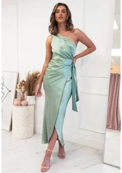 Mint green on sale one shoulder dress