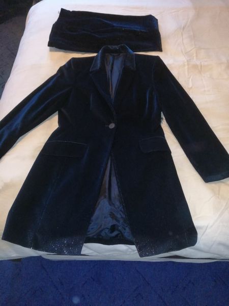 Navy velvet trouser outlet suit ladies