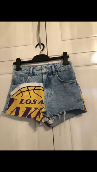 Lakers on sale denim shorts