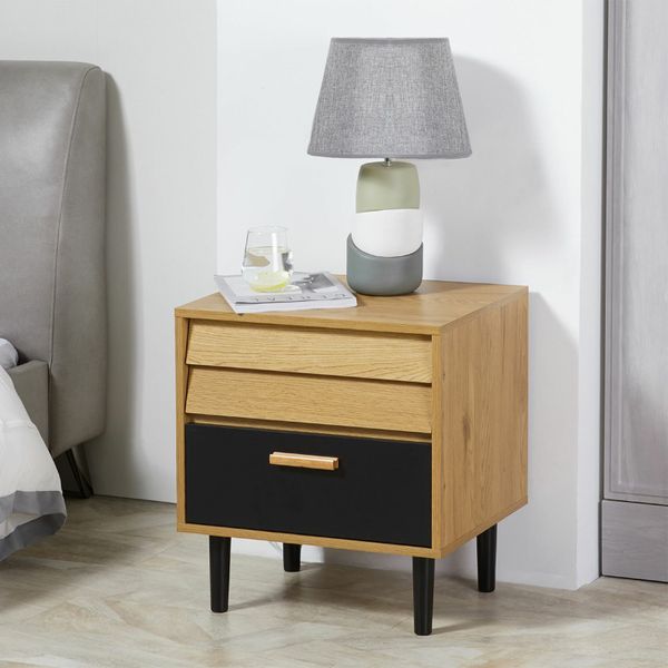 Bedside tables black store and wood