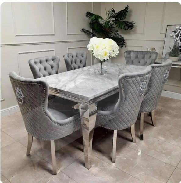 Gray marble deals table and chairs