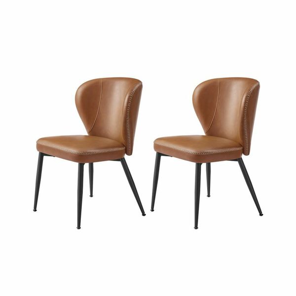 Brown leather dining chairs for deals sale