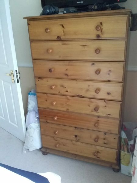 Antique pine tallboy chest deals of drawers