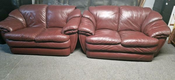 Burgundy leather sofas store for sale