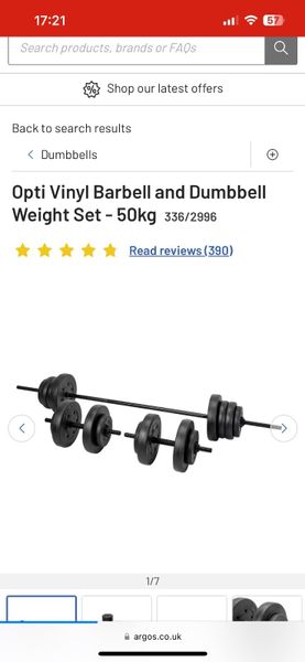 Argos 50kg weight discount set