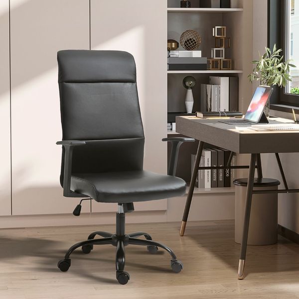 Black leather deals desk chair