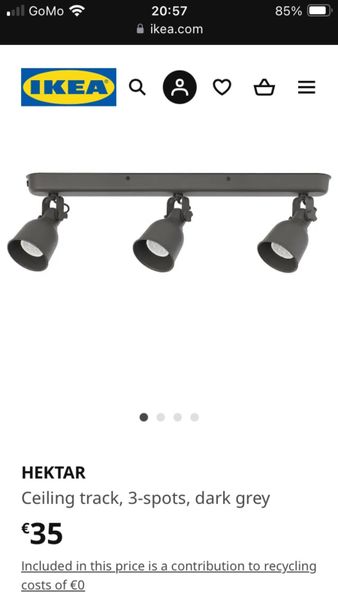 Hektar Ceiling track 3 spots dark grey for sale in Co. Cork for 20 on DoneDeal