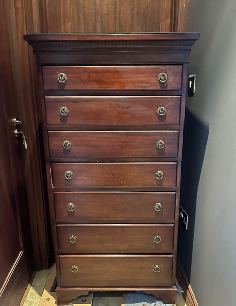 Mahogany tall chest on sale of drawers