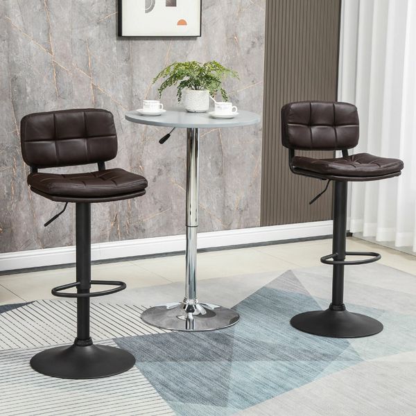 Brown Leather Bar Stools with Backs Adjustable He for sale in Co