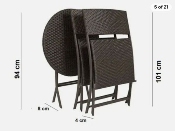 NEW 3pc Black Bistro Rattan Folding Patio Set for sale in Co