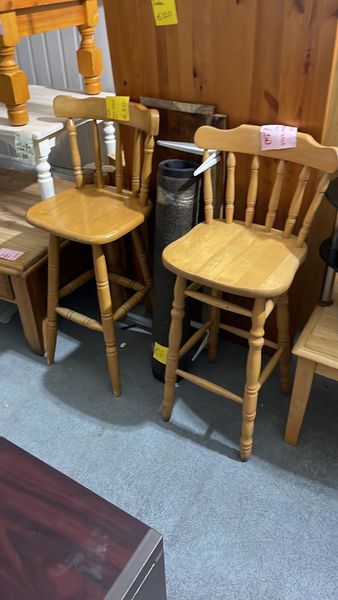 2 wooden oak bar stools for sale in Co. Galway for 50 on DoneDeal