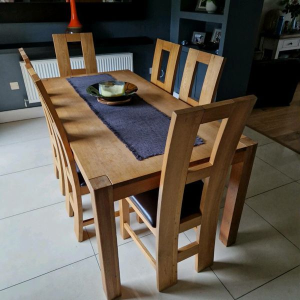 Solid oak dining table and chairs shop for sale