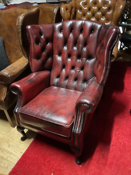 Oxblood chesterfield on sale wingback chair