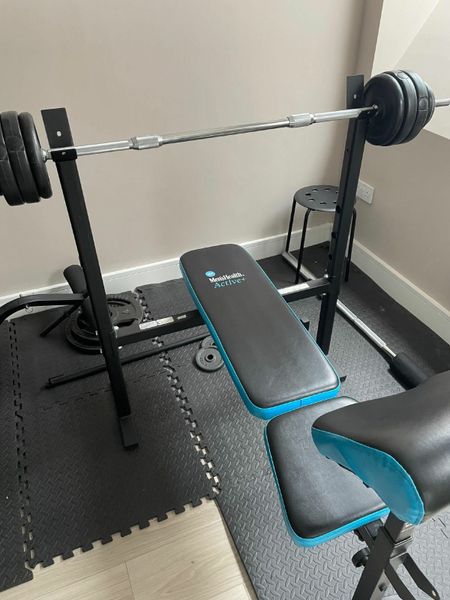 Men's health folding discount bench with 50kg weights