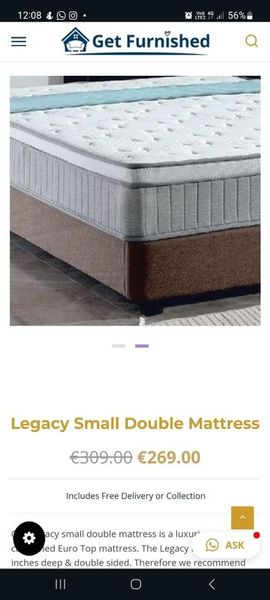 Small double deals mattress size inches