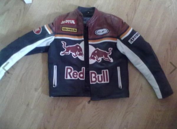 Red bull leather on sale jacket