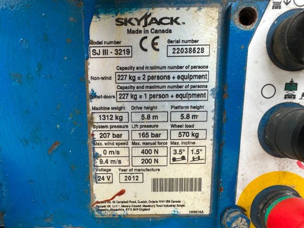 2012 SKYJACK / GENIE SJ 3219  LIFT....230 HOURS.. 303432506