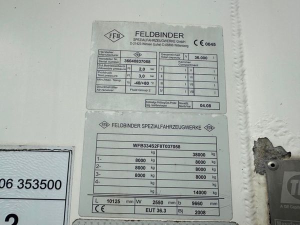 BLOWER CEMENT POWDER TANKER....FELDBINDER 315730447