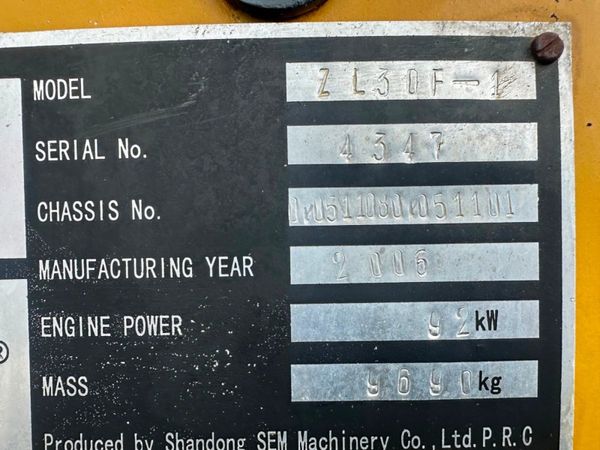 SEM ZL30F LOADING SHOVEL 316002796