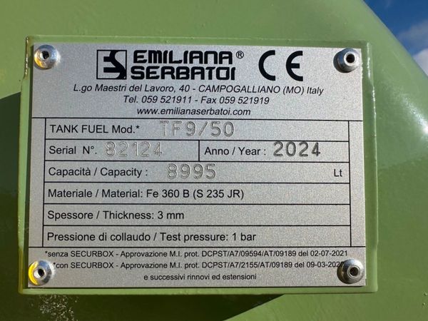 NEW 9000 LITRE FUEL BOWSER TANK. 312964021