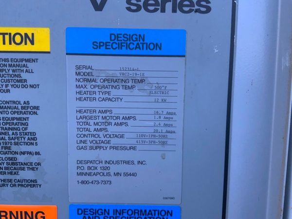 12kw DESPATCH VRC2-19-1E   OVEN / KILN.........35 327732810