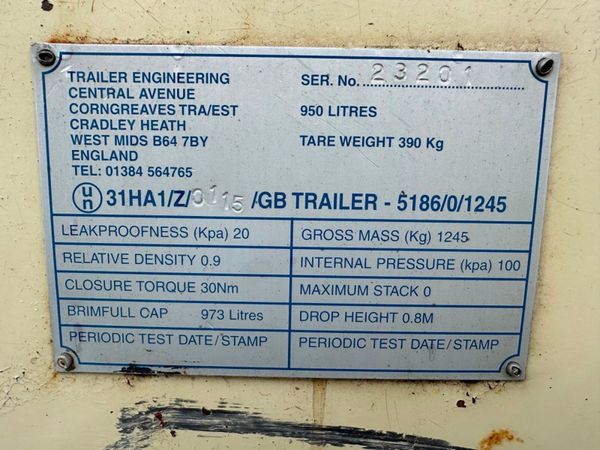 ** 2015 .....950 litre.... Bunded Fuel Bowser.... 340004280