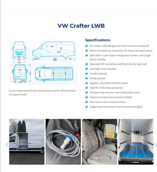 FRIDGE - 2020 VW Crafter Lwb  Van + Plug In 340616165