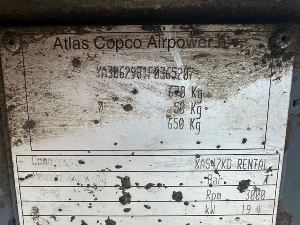 2015 ...ATLAS  XAS47 ..ROAD AIR COMPRESSOR. 355612810