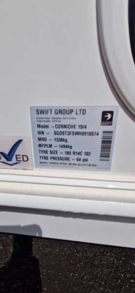 Swift Corniche 19/4 island bed Caravan 356450656