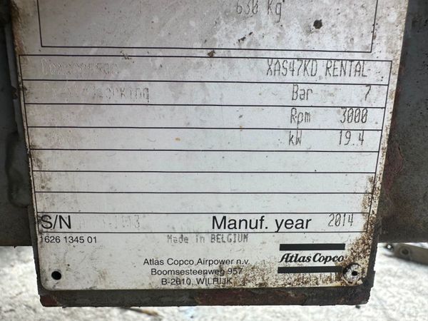 2014 ...ATLAS  XAS47 ..ROAD AIR COMPRESSOR.. 357159249