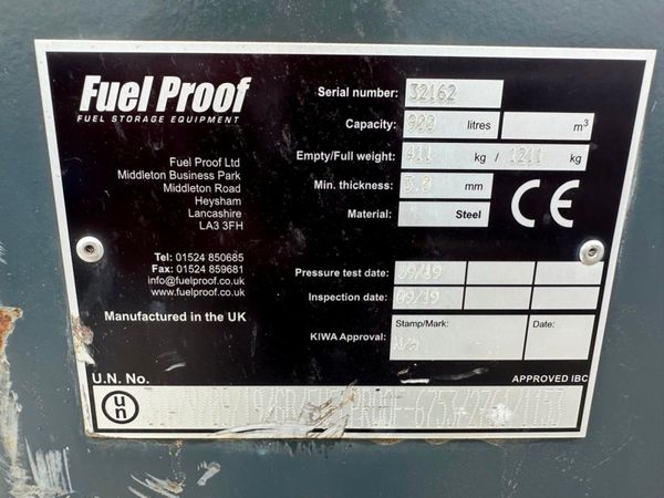 2018 FUEL PROOF 900 LITRES BOWSER....612T 357898354