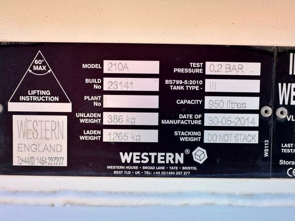 WESTERN 950 LITRE FUEL BOWSER....635T. 359944526