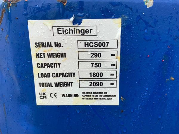 750lts EICHINGER CONCRETE FILLING SKIP........162 366232873