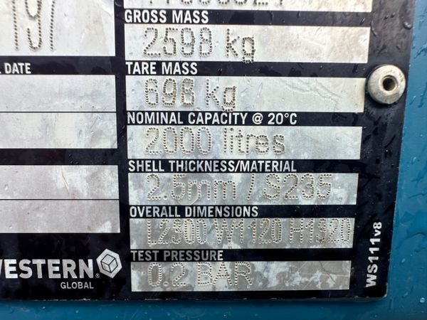 2017 CONQUIP 2000 LTR FUEL BOWSER ...985T 367161356