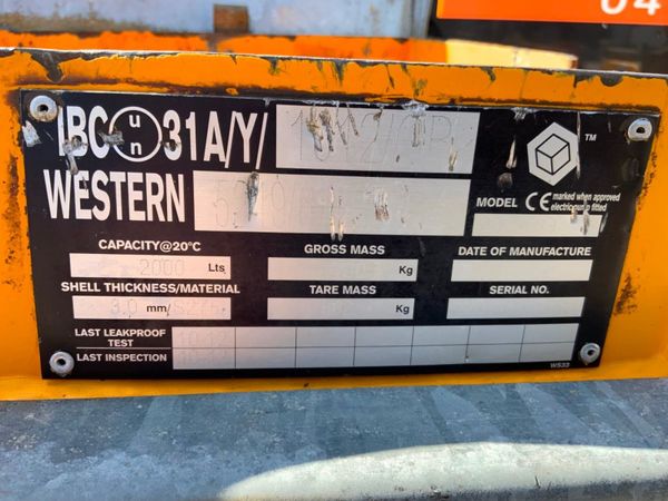 2000lts WESTERN FUEL STORAGE BOWSER......994T. 367840605