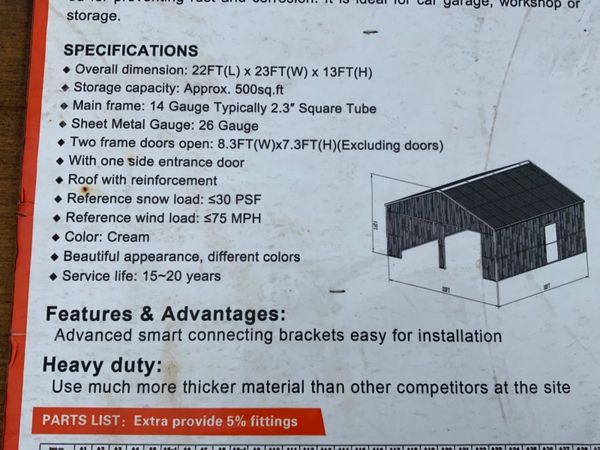 METAL FRAME & SHEETED DOUBLE GARAGE...4188. 368392641