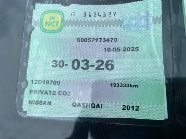 Nissan Qashqai 2012 tax and nct €3950 369927530