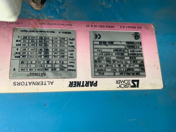 VOLVO 250kva STANDBY GENERATOR...400/240v...50v. 360235696