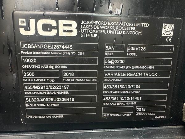 2018 JCB 535-125 TELEPORTER ... 4500 HOURS 361907431