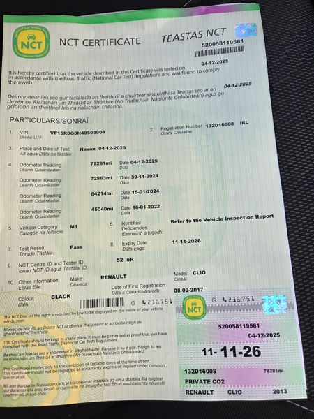 Renault Clio 1.2 Low mileage, new nct 374379398