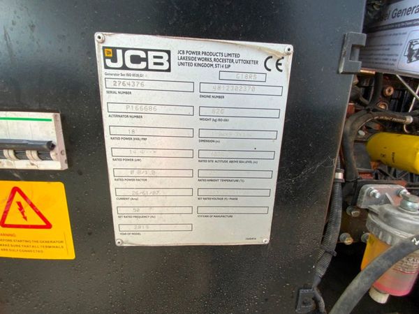 2019 JCB G18RS 18kva GENSET.........815hrs....... 370179506